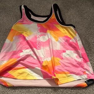 Justice Sport Pink and Yellow Tank Top